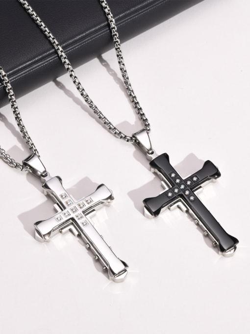 CONG Stainless steel Cross Minimalist Long Strand Necklace 2