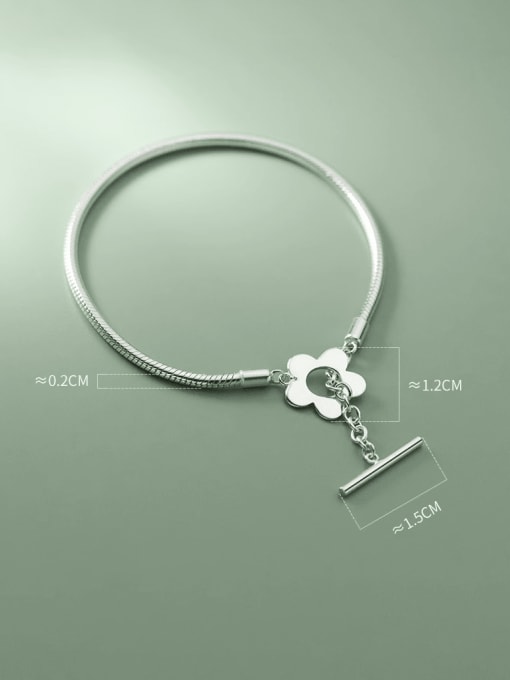 Rosh 925 Sterling Silver Flower Minimalist Link Bracelet 2