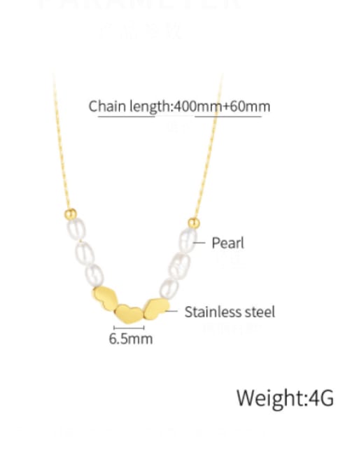 Open Sky Titanium Steel Freshwater Pearl Heart Minimalist Necklace 2