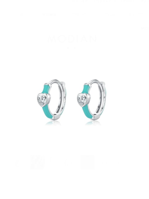 Green ear buckle 925 Sterling Silver Cubic Zirconia Dainty Heart Ring And Earring Set