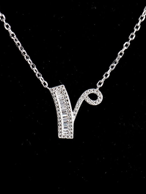 Y 925 Sterling Silver Cubic Zirconia Letter Dainty Necklace
