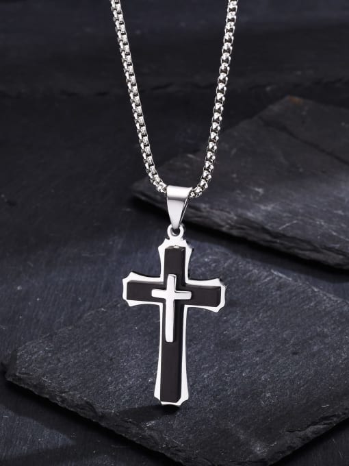 CONG Stainless steel Cross Minimalist Regligious Necklace 2