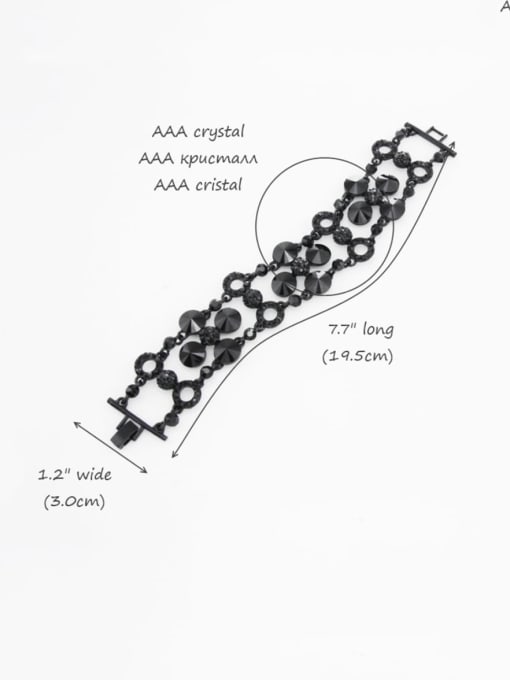 black Alloy Cubic Zirconia Flower Vintage Adjustable Bracelet