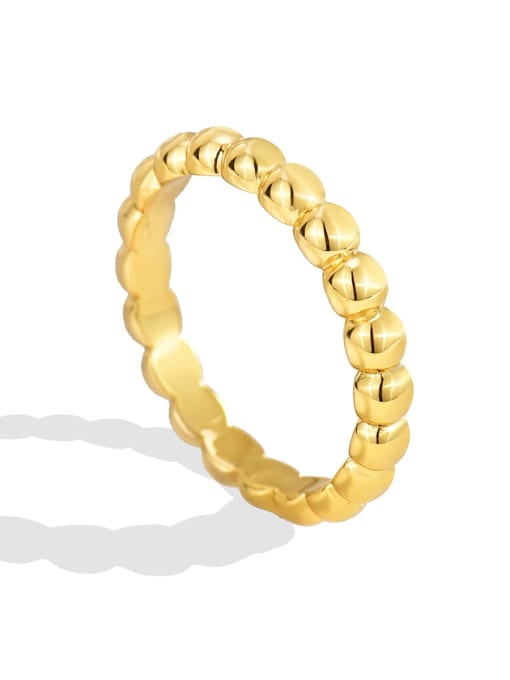 Golden bead ring Brass  Smooth Geometric Minimalist Band Ring