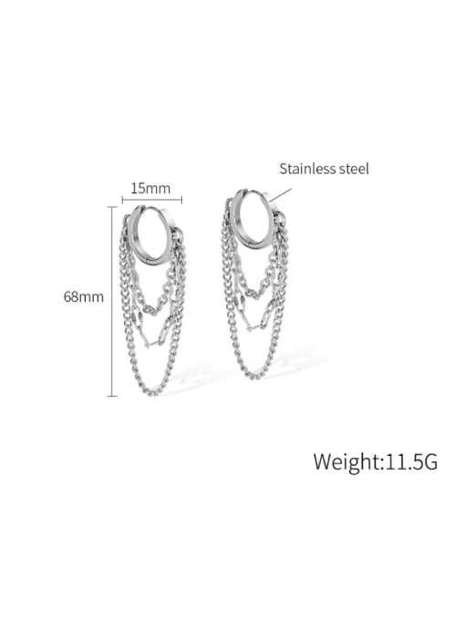 Open Sky Stainless steel Tassel Minimalist Huggie Earring 2