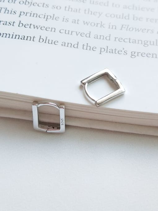 Boomer Cat 925 Sterling Silver Square Minimalist Huggie Earring 1