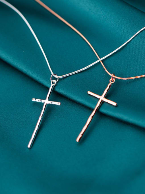 Rosh 925 Sterling Silver Cross Minimalist Regligious Necklace