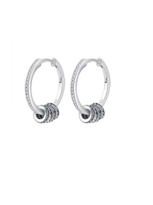 KDP-Silver 925 Sterling Silver Cubic Zirconia Geometric Vintage Huggie Earring 3