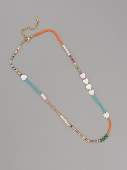 FG N210002A Multi Color  Glass beads Heart  Shell  Bohemia Necklace