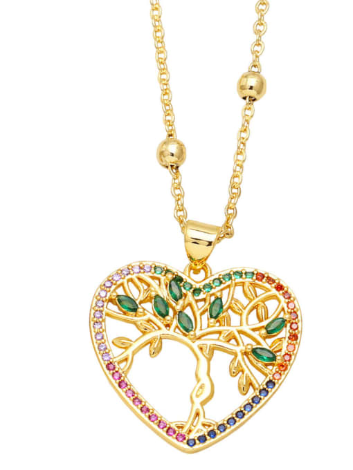 B Brass Cubic Zirconia Heart Statement Necklace