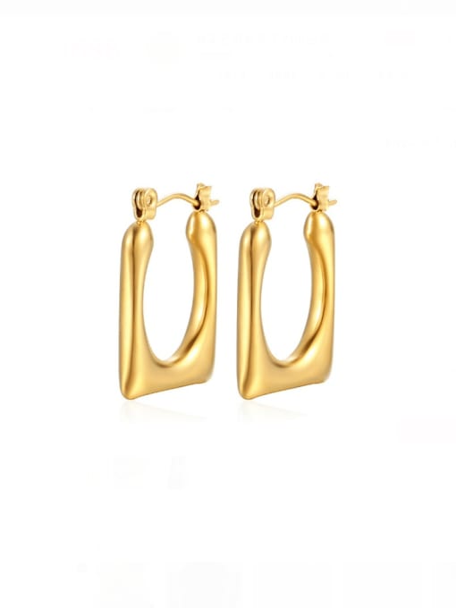18K gold Titanium Steel U Shape Minimalist Stud Earring
