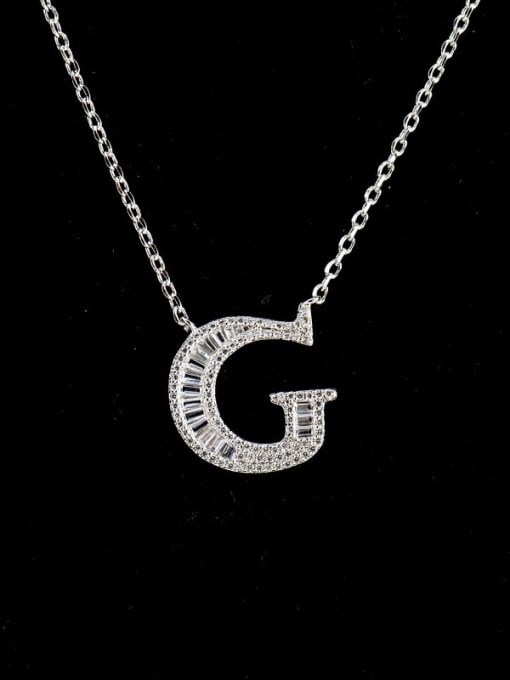 G 925 Sterling Silver Cubic Zirconia Letter Dainty Necklace