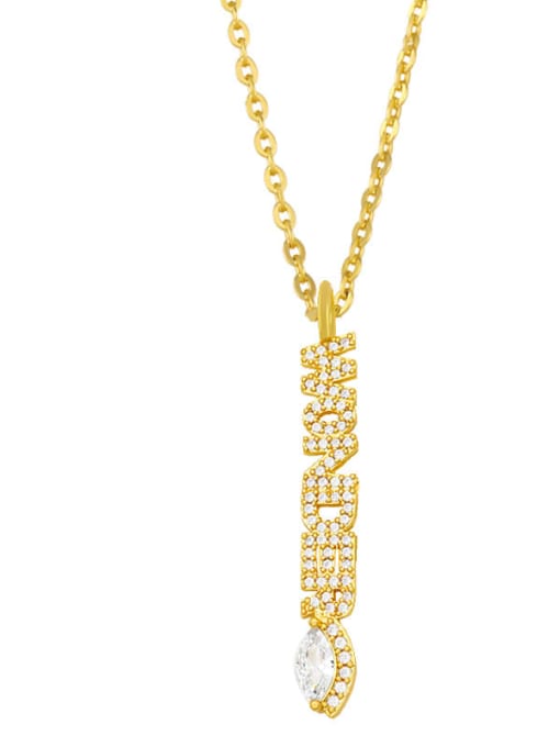 C(WONDER) Brass Cubic Zirconia Letter Vintage Necklace