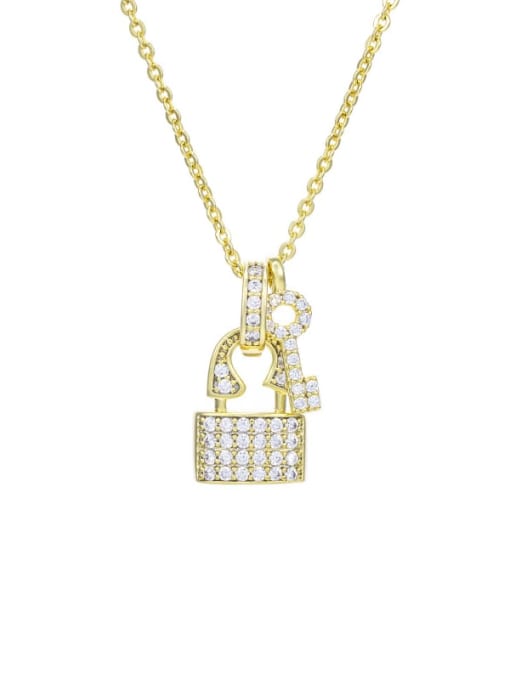 14k Gold Plated Copper Alloy Cubic Zirconia Locket Vintage Necklace