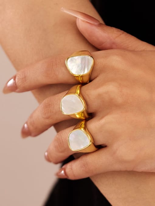 Open Sky Stainless steel Shell Geometric Minimalist Band Ring 1