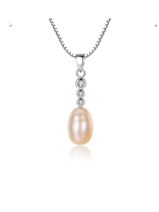 CCUI 925 Sterling Silver Freshwater Pearl Oval pendant Trend Lariat Necklace 0