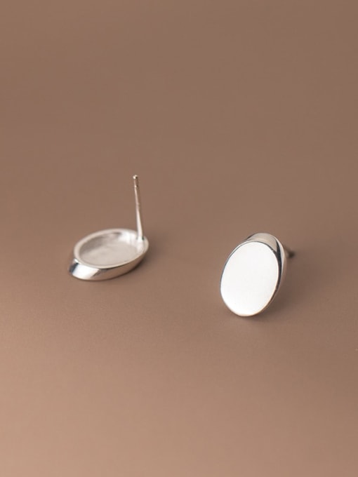 Rosh 925 Sterling Silver Oval Minimalist Stud Earring 2
