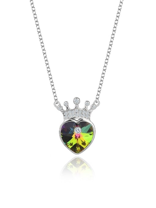JYXZ 005 (gradient green) 925 Sterling Silver Austrian Crystal Heart Classic Necklace