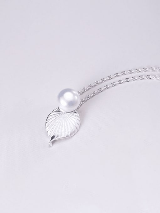 SILVER MI 925 Sterling Silver Freshwater Pearl Irregular Minimalist Necklace 2