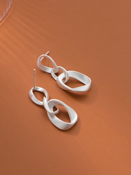 silver 925 Sterling Silver Geometric Minimalist Drop Earring