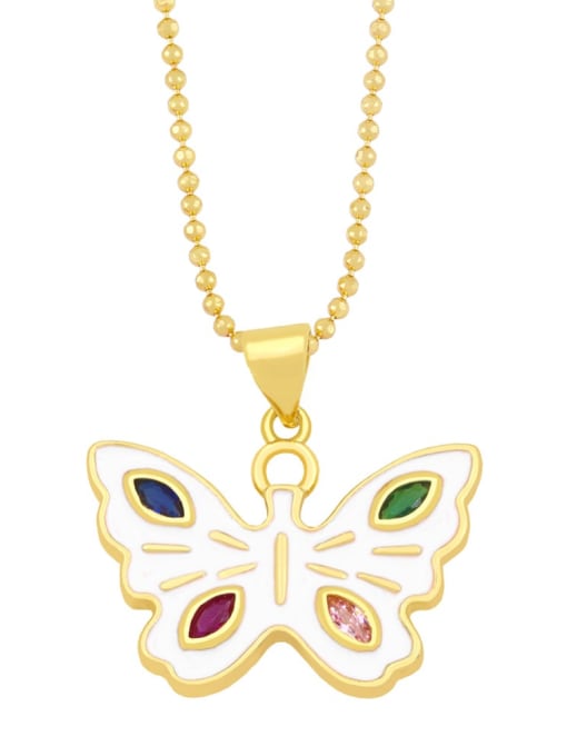 CC Brass Rhinestone Enamel Butterfly Minimalist Necklace 1