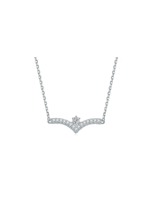 TLXL119 925 Sterling Silver Cubic Zirconia Leaf Dainty Necklace