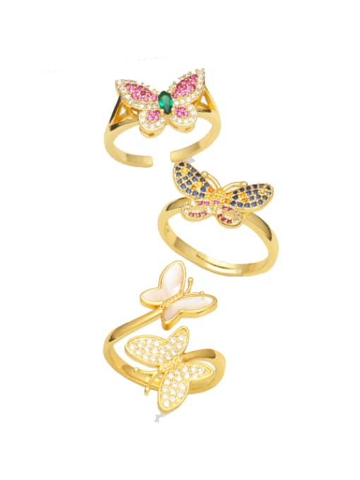 CC Brass Cubic Zirconia Butterfly Vintage Band Ring 0