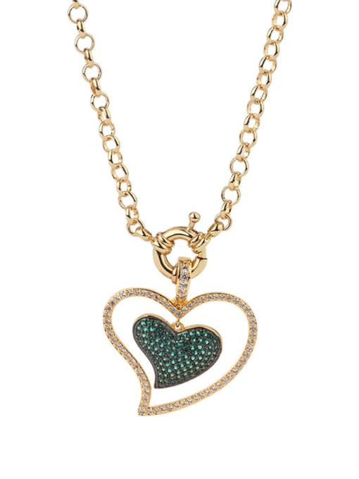 ROSS Copper Rhinestone Heart Vintage Pendant Necklace 0