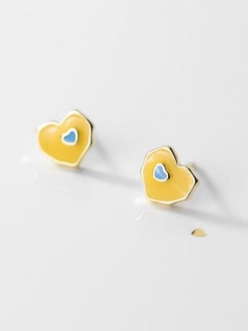 Rosh 925 Sterling Silver Enamel Heart Trend Stud Earring