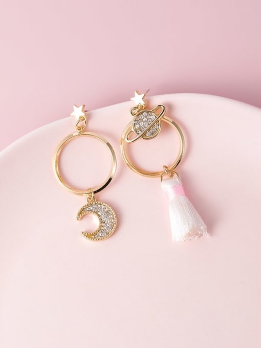 Girlhood Alloy With Gold Plated Fashion Moon Drop Earrings