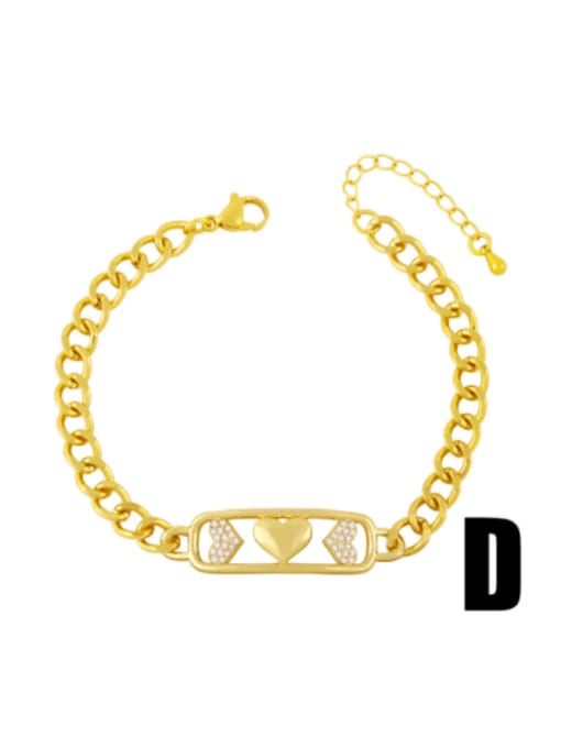 D Brass Cubic Zirconia Smiley Vintage Link Bracelet