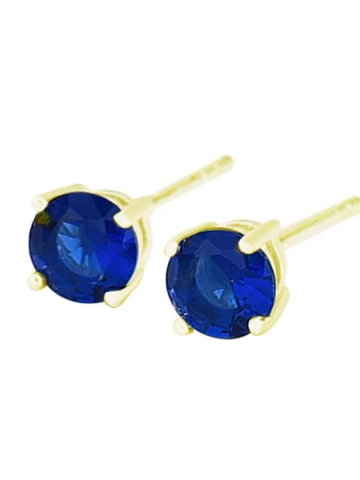 Blue glass gold 925 Sterling Silver Cubic Zirconia Geometric Minimalist Stud Earring