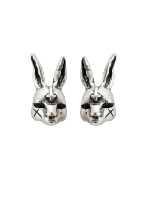 SILVER MI 925 Sterling Silver Rabbit Vintage Stud Earring 0