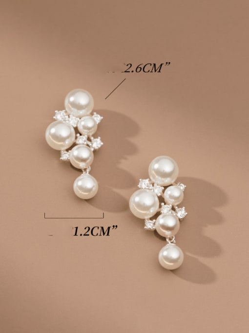 Rosh 925 Sterling Silver Imitation Pearl Friut Grape Minimalist Stud Earring 3