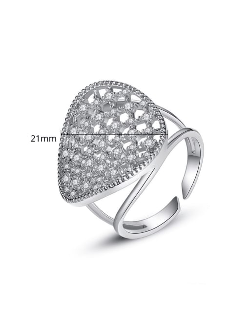 BLING SU Copper Cubic Zirconia Hollow Geometric Dainty Band Ring 2