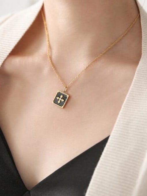 A TEEM Titanium Leather Geometric Minimalist pendant Necklace 2