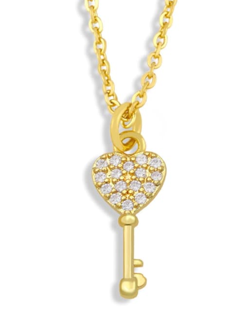 CC Brass Cubic Zirconia Key Hip Hop Necklace 1