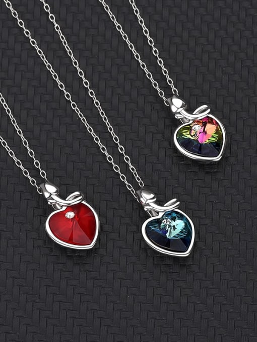 BC-Swarovski Elements 925 Sterling Silver Austrian Crystal Heart Classic Necklace 4