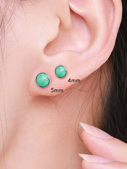 MODN 925 Sterling Silver Turquoise Geometric Minimalist Stud Earring 2