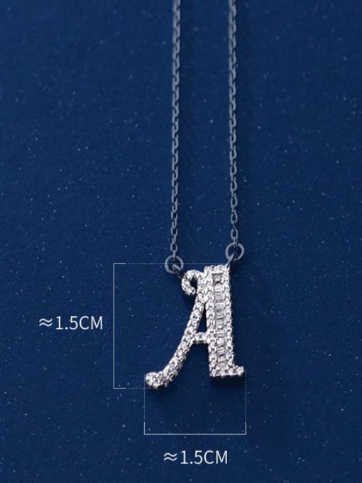 letter a 925 Sterling Silver Simple Fashion full diamond letters pendant  Necklace