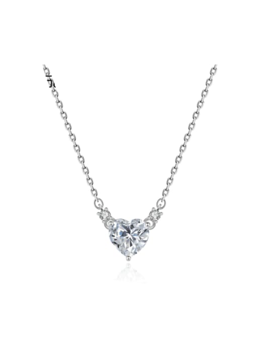 SN21011614 925 Sterling Silver Cubic Zirconia Heart Minimalist Necklace