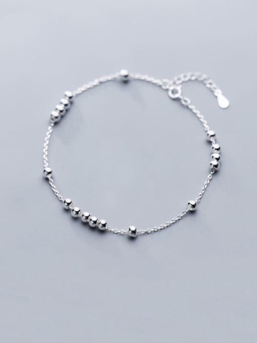 Rosh 925 Sterling Silver Round Minimalist Bead Anklet 1
