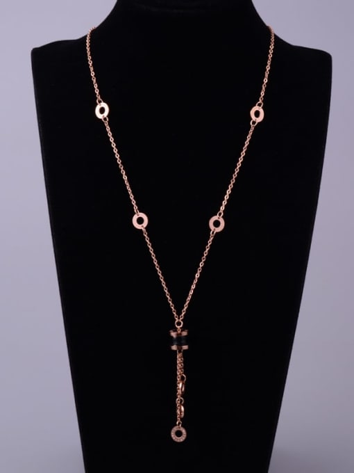 A TEEM Titanium Minimalist Tassel Lariat Necklace