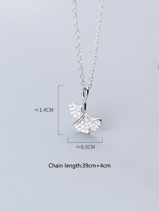 Rosh 925 Sterling Silver Fashionable Simple Diamond Ginkgo Leaf  Necklaces 3