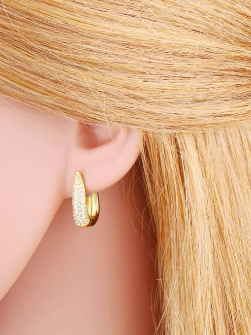 CC Brass Cubic Zirconia Geometric Vintage Huggie Earring 1