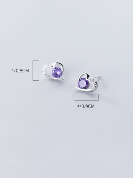 Rosh 925 Sterling Silver Cubic Zirconia Heart Minimalist Stud Earring 1