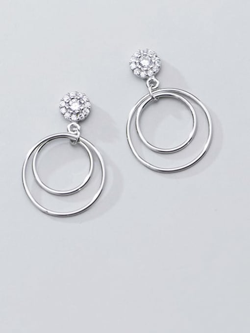 Rosh 925 Sterling Silver Hollow Round Minimalist Drop Earring 0