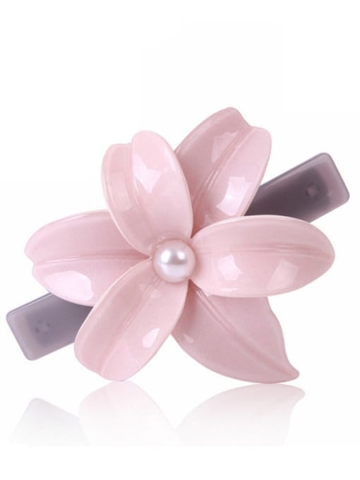 Celebrity nude powder Alloy Cellulose Acetate Camellia  Spring clip Hair Pin
