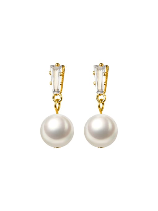 Rosh 925 Sterling Silver Imitation Pearl Geometric Minimalist Drop Earring 4