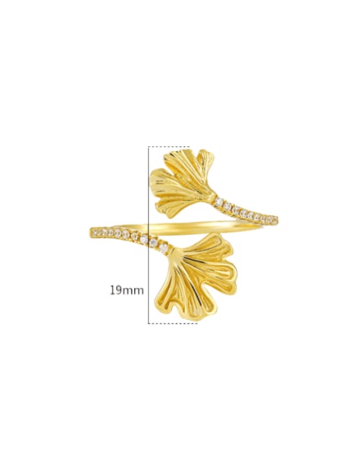 18K gold 【 adjustable size 16 】 925 Sterling Silver Cubic Zirconia Flower Minimalist Band Ring